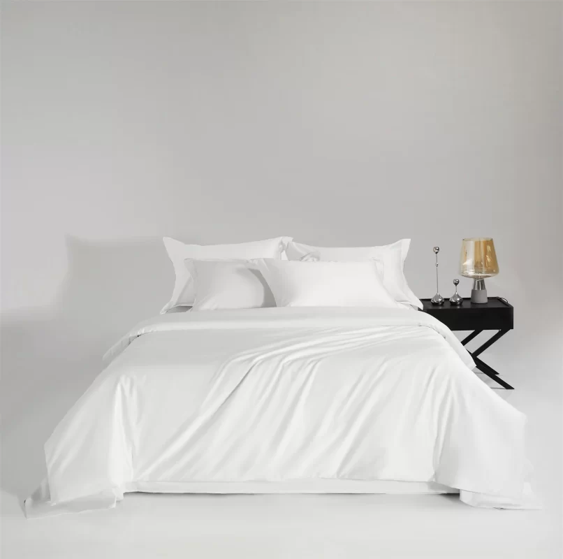 1000TC Cotton 4PC Bed Sheet Set Super Soft White Solid Comfy Breathable & Cooling King Size Bedding Set