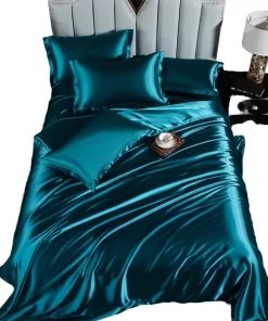 Bedding Sets European American Glossy Satin Duvet Cover Bed Sheet Four-Piece Set Fitted Sheet Polyester 100TC