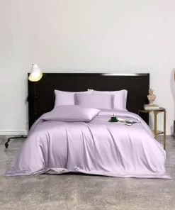 Hotel Woven Bamboo Solid Simple Style 300tc All-Season 4-Piece Bed Sheet Set with Duvet Cover Pillowcases izable