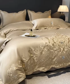 European-Style Four-Piece Bed Sheet Set Cotton High-End Atmosphere Ice Silk Quilt Cover Quality Cotton  Bedding