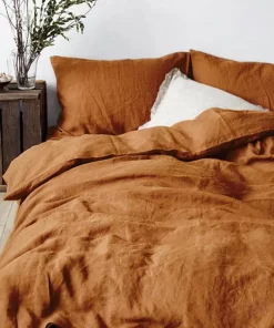 Solid Color European Flax Linen Bed Sheets Natural French Linen Duvet Cover Bedding Set