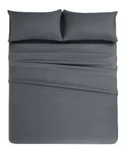 4-Piece Lightweight Fluffy All-Season Bedding Set Solid Print Comforter and Pillowcases Soft and Cozy Sheet