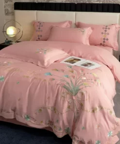 Embroidery Long-staple Cotton Four-piece Set, Four-season Bed Sheet Quilt Cover Bedding