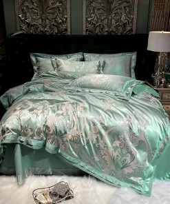 Pure Cotton Jacquard Four Piece Bedding Set. Soft and Breathable Sheets and Pillowcases. Suitable for Families.