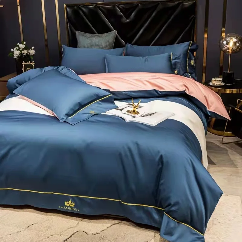 Four-Piece Bed Set Woven Pillowcase Duvet Cover Bed Sheet for Hotel Bedroom