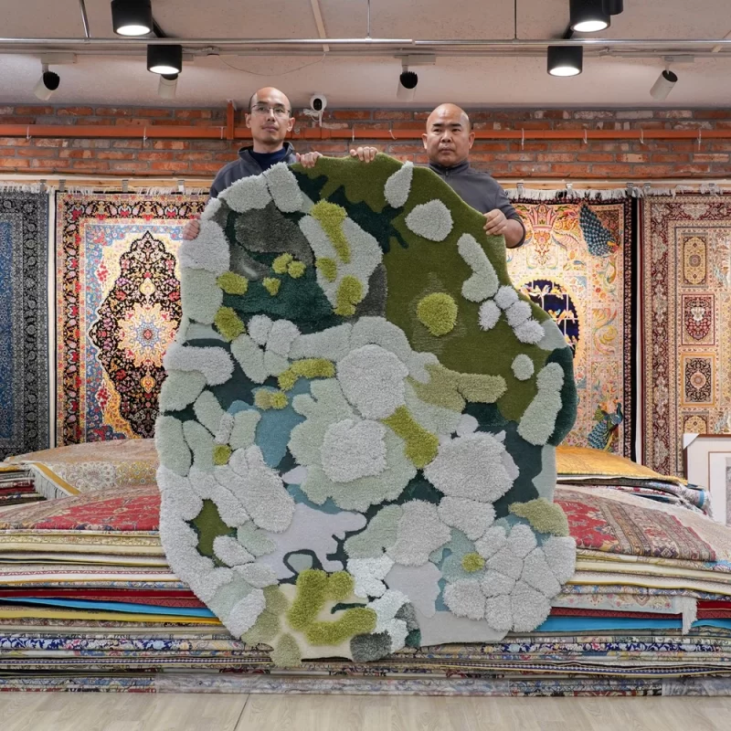 Pure Handmade Rugs Wool Silk Hand Tufted Carpet With Unique Pattern for Home