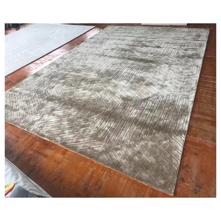 Plain Color Hand Tufted Loop Pile Bamboo Silk Carpet Handmade Non-Slip Eco-Friendly Area Rugs for Living