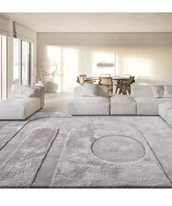 High Quality Hand Made Tufted Bamboo Silk Carpet Rug Gray Carpet for Living Room Carpets and Rugs
