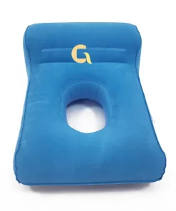 Portable Flocked Air Pillow Office Multi-function Skin-friendly Inflatable Nap Pillow for Comfortably Support Head and Lumbar