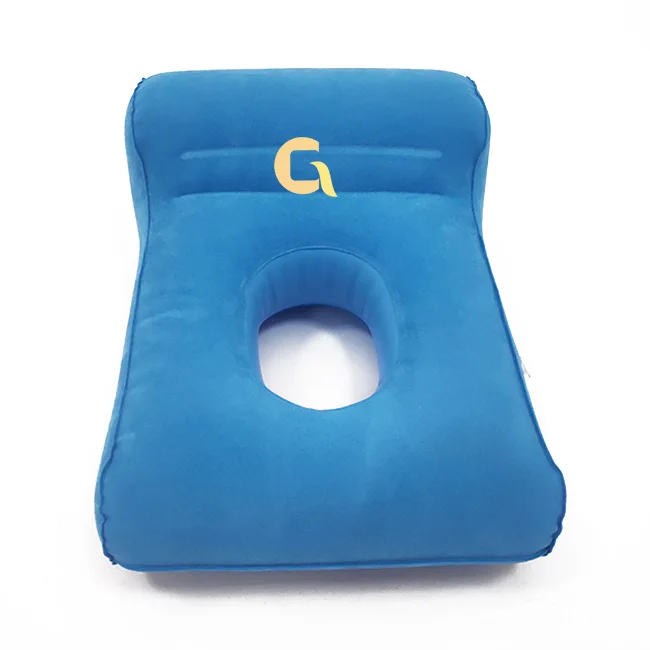Portable Flocked Air Pillow Office Multi-function Skin-friendly Inflatable Nap Pillow for Comfortably Support Head and Lumbar