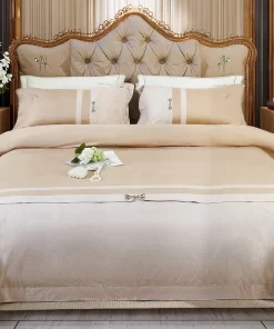 Modern Minimalist Style 4-Piece Woven for Bedding Set 400TC High-Density Breathable Antibacterial Eco-Friendly All-Season