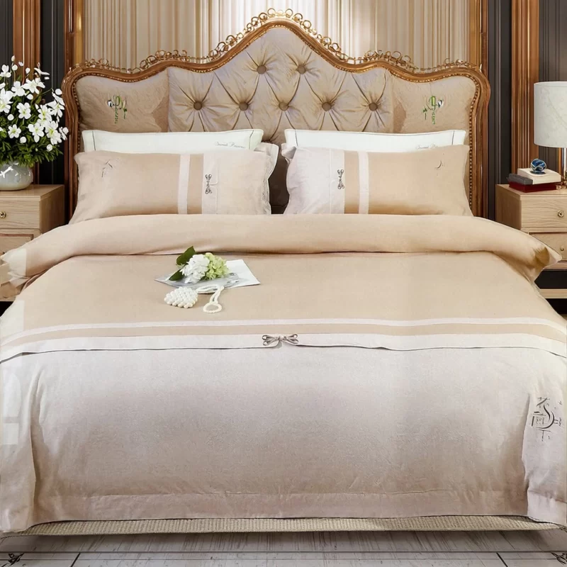 Modern Minimalist Style 4-Piece Woven for Bedding Set 400TC High-Density Breathable Antibacterial Eco-Friendly All-Season