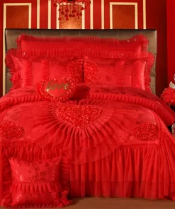 Modern Printed 6pcs King Size Comforter Bedding Set Woven Quality Duvet & Wedding Bed Sheet