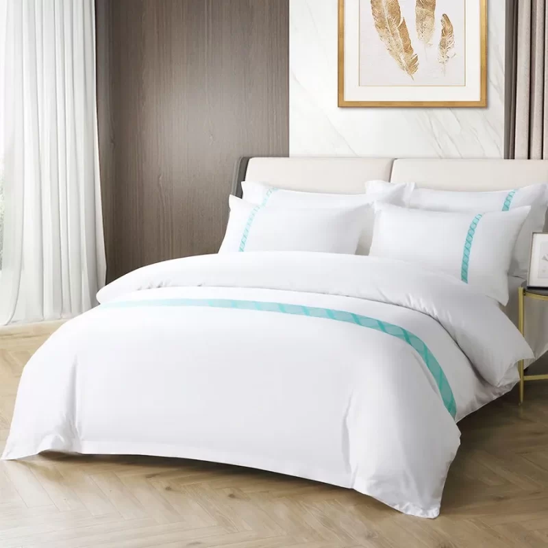 Hotel Bed Sheet Quilt Cover White Four-Piece Set Flat Bed Sheet with Cotton Filling for Home Use for Hotel Homestay