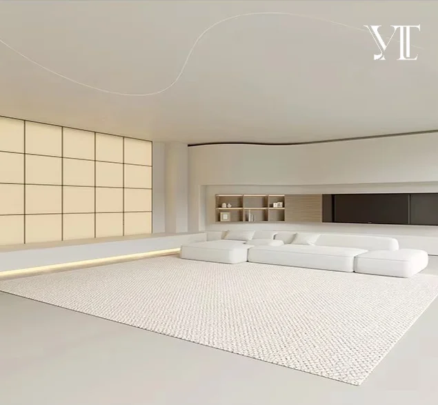 High-grade White Wool Cut Pile Carpet Full Coverage Light Minimalist Style Rug for Living Room Bedroom Prayer
