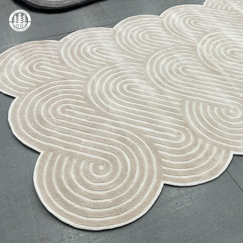 Eco Friendly Modern Large Area Carpets/Rugs NZ Wool/Botanical Silk/Bamboo Silk Hand Tufted Reversible Cushioned Anti-Slip