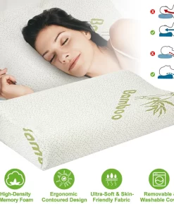 Bamboo Memory Foam Contoured Cervical Orthopedic Pillow Neck Support Breath Pillow