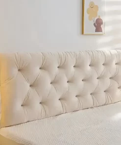 Beige Headboard Pillow 1m Rectangular Plush Polyester Fiber Hypoallergenic Bedroom Decor